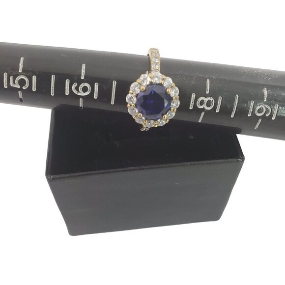 HSN Princess Diana Inspired Gold Vermeil .925 Sterling Silver Blue Sapphire Ring - Picture 13 of 16